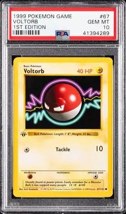 1999 POKEMON BASE SET 1ST EDITION #67 VOLTORB PSA 10 - Image 1