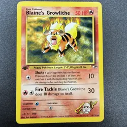 Blaine's Growlithe 1st Edition 35/132 LP Gym Heroes Regular Uncommon Pokemon TCG - Image 1
