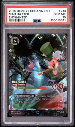 Disney Lorcana Mad Hatter - Unruly Eccentric Enchanted Archazia's Island PSA 10 - Image 3