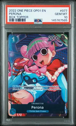 One Piece TCG OP01-077 Perona Romance Dawn Foil PSA 10 - Image 1