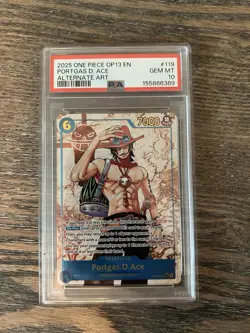 2025 ONE PIECE OP13-CARRYING ON HIS WILL ALTERNATE ART PORTGAS D. ACE PSA 10 - Image 1