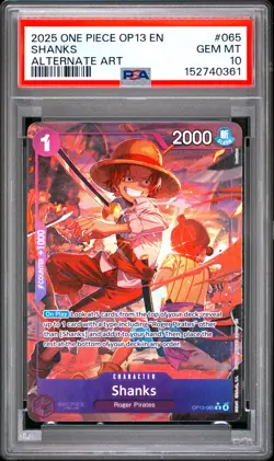 2025 ONE PIECE OP13-CARRYING ON HIS WILL ALTERNATE ART #065 SHANKS PSA 10 - Image 1