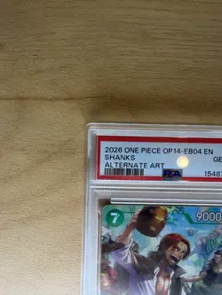 One Piece Shanks Alt Art OP14-027 The Azure Sea's Seven Foil PSA 10 Gem Mint - Image 2