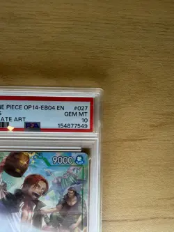 One Piece Shanks Alt Art OP14-027 The Azure Sea's Seven Foil PSA 10 Gem Mint - Image 3