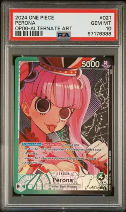 2024 ONE PIECE OP06-WINGS OF THE CAPTAIN ALTERNATE ART #021 PERONA PSA 10 - Image 1