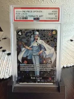 Bandai One Piece Rob Lucci SP Alt Art Holo OP09-093 EN 2024 PSA 10 - Image 1