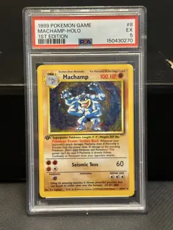 1999 Pokemon 1st. Edition Base Set Machamp Holo #8 PSA 5 WOTC Vintage - Image 1