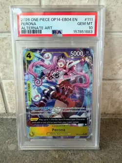 026 One Piece CCG OP14-EB04 Perona #111 Alternate Art PSA 10 Gem Mint - Image 1
