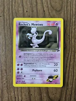 Rocket's Mewtwo 14/132 Gym Challenge Unlimited Holo Rare MP - Image 2