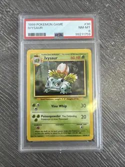 Pokemon 1999 Ivysaur Card 30/102 Base Set Unlimited PSA 8 NM-MT WOTC Vintage TCG - Image 1