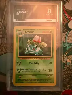 Pokemon Base Set 4th UK Print 1999-2000 Ivysaur 30/102 Ace Graded 8 NM-MT - Image 1
