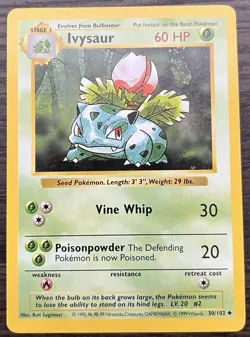 Shadowless Ivysaur 030/102 Pokemon TCG WOTC Base Set Uncommon MINT NM - Image 1
