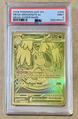 2026 Mega Dragonite Ex 295/217 GOLD HYPER RARE POKEMON ASCENDED HEROES PSA 9 - Image 3
