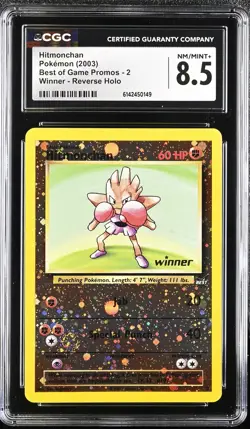 CGC 8.5 Hitmonchan 2 Best Of Game Promos Winner Reverse Holo Pokemon Card - Image 1