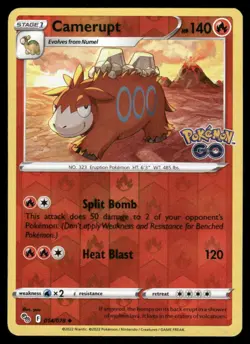 Pokemon Cards Camerupt 014/078 Reverse Holo Pokemon GO NM *2 - Image 1