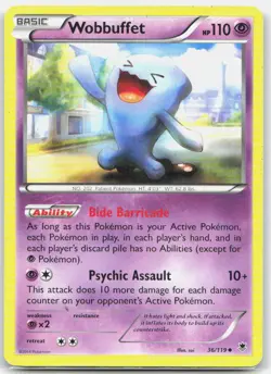 Wobbuffet 36/119 Uncommon Phantom Forces Pokemon Lightly Played - Image 1