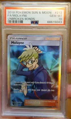 Molayne - SM - Unbroken Bonds 212/214 Ultra Rare Full Art Pokemon TCG PSA 10 - Image 2