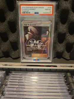 2019 POKEMON SUN & MOON TEAM UP #176 FULL ART/INGO & EMMET PSA 10 - Image 1