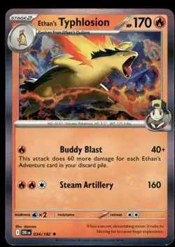 ETHAN'S TYPHLOSION - 034/182 Rare Destined Rivals Pokemon Holo NM - Image 1