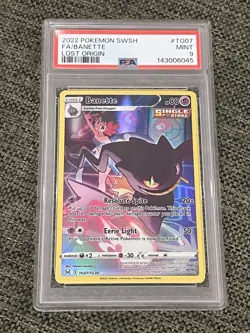 2022 POKEMON SWORD & SHIELD LOST ORIGIN #TG07 FULL ART/BANETTE PSA 9 - Image 1