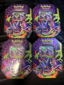 LOT OF 4 POKEMON TCG MEGA MOONLIT TIN MEGA GENGAR EX New Factory Sealed - Image 1