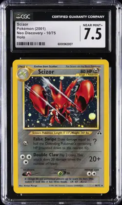 2001 POKEMON NEO DISCOVERY - HOLO #10/75 SCIZOR CGC 7.5 - Image 1