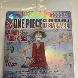 One Piece Monkey D. Luffy US Voyage College Basketball Promo Card- Sealed / Mint - Image 3