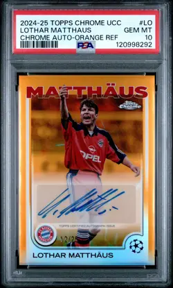 2024-25 Topps Chrome UCC Lothar Matthaus Auto Orange /25 PSA 10 Bayern Munich - Image 1