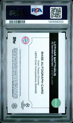 2024-25 Topps Chrome UCC Lothar Matthaus Auto Orange /25 PSA 10 Bayern Munich - Image 2