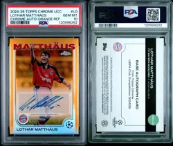 2024-25 Topps Chrome UCC Lothar Matthaus Auto Orange /25 PSA 10 Bayern Munich - Image 3