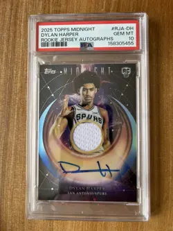 2025-26 Topps Midnight Dylan Harper Jersey Auto RC #RJA-DH Spurs PSA 10 - POP 1 - Image 1