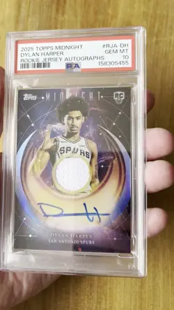 2025-26 Topps Midnight Dylan Harper Jersey Auto RC #RJA-DH Spurs PSA 10 - POP 1 - Image 2