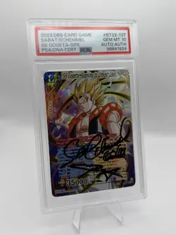 PSA GEM MT 10 Auth DBL Auto Sabat/Schemmel SS Gogeta, Sparking To Utmost Limit - Image 1