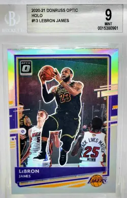 📈POP 2 HOLO PRIZM LeBRON JAMES 📈 BGS 9 2020-21 DONRUSS OPTIC SILVER LAKERS 100 - Image 1