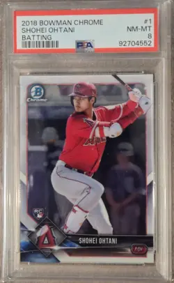 2018 BOWMAN CHROME #1 SHOHEI OHTANI BATTING ROOKIE RC - PSA 8 - Image 1