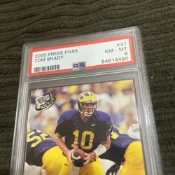 2000 Press Pass TOM BRADY #37 PSA 8 NM-MT Goat Rookie - Image 2