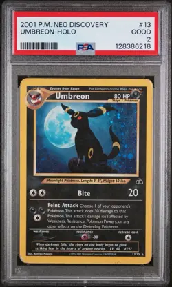2001 POKEMON NEO DISCOVERY #13 UMBREON-HOLO PSA 2 Swirl - Image 1