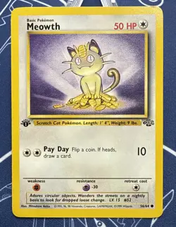 Meowth 56/64 - (1st Edition) - Pokemon, Jungle Unlimited (VLP/LP) - Image 1