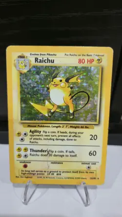 Pokemon TCG Raichu Holo Rare 14/102 Base Set English Edition - Image 1