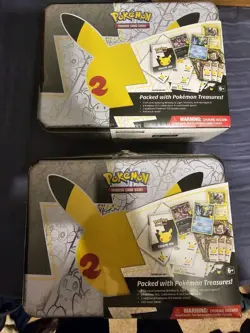 2x Pokemon TCG Celebrations 25th Anniversary Collector Chest Lunchbox Tin Sealed 820650809415 - Image 1