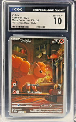 Pokemon Vulpix Me01: Mega Evolution 138/132 Illustration Rare Holo CGC 10 70 HP - Image 1