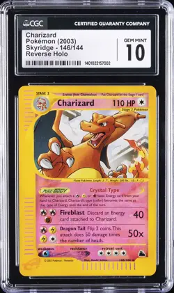 2003 POKEMON SKYRIDGE #146 CHARIZARD-REVERSE FOIL CGC 10 GEM MINT - Image 1