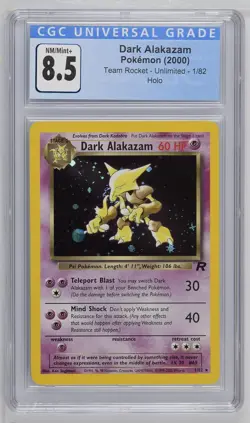 CGC 8.5 NM/MINT+ Dark Alakazam 2000 Team Rocket 1/82 Holo Pokemon Card - Image 1