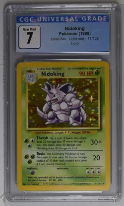 1999 Holo Rare Nidoking 11/102 Base Set Pokemon TCG Card Graded CGC 7.0 NM - Image 1