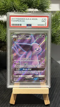 PSA 9 MINT Espeon GX 140/149 Full Art 2017 Pokemon Sun & Moon Base Pokemon Card - Image 1