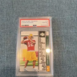 Upper Deck 2005 NFL Players Rookie Premiere Aaron Rodgers RC #16 Packers PSA 10 - Image 1