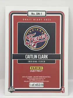 2024 PANINI INSTANT WNBA DRAFT NIGHT #DN1 CAITLIN CLARK ROOKIE CARD RC - Image 2