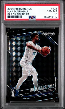 2024 PANINI PRIZM BLACK BLACK FINITE 1/1 #128 NAJI MARSHALL 1/1 PSA 10 - Image 1