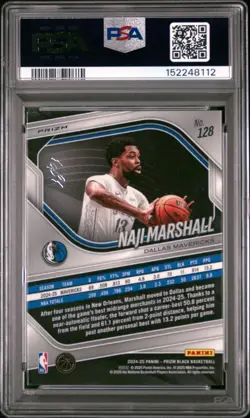 2024 PANINI PRIZM BLACK BLACK FINITE 1/1 #128 NAJI MARSHALL 1/1 PSA 10 - Image 2