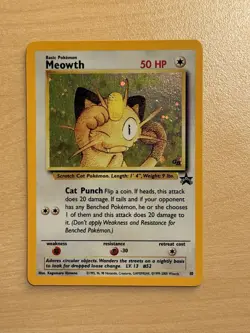 Rare Pokemon TCG Meowth Black Star Promo Holo Card Nintendo Game Boy 10 WOTC LP - Image 1